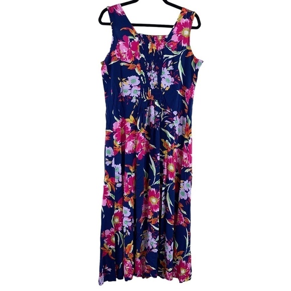 Vintage 90s BFA Classics Maxi Length Full Button Front Floral Print Tank Dress - Picture 4 of 7